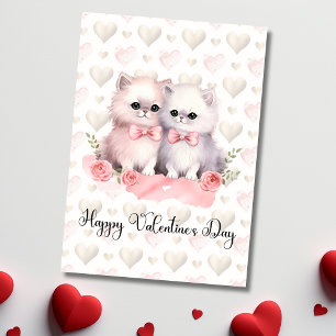 Cute Couple Cats Happy Valentines Day Holiday Card