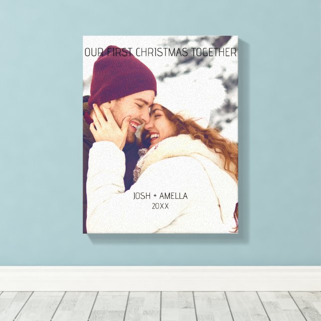 Cute Couple Custom Photo Canvas Print (Insitu(Wood Floor))