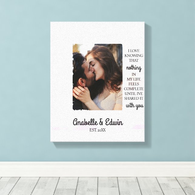 Cute Couple Custom Photo Canvas Print (Insitu(Wood Floor))