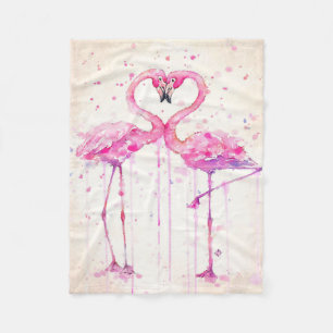 Cute Couple Flamingo Love Print Art Fleece Blanket