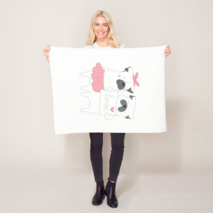 Cute Couple French Bulldog Love   Dog Lover Fleece Blanket