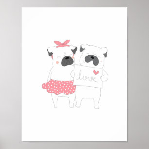 Cute Couple French Bulldog Love Dog Lover Poster