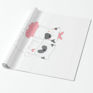 Cute Couple French Bulldog Love   Dog Lover Wrapping Paper