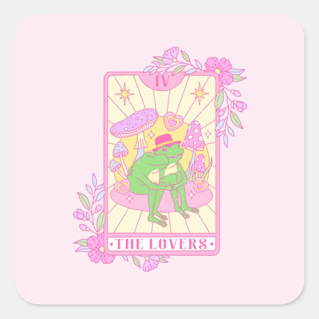 Cute Couple Frog - The Lovers Square Sticker (Front)