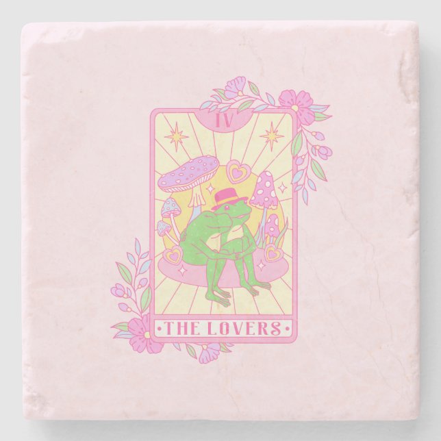 Cute Couple Frog - The Lovers Stone Coaster (Front)