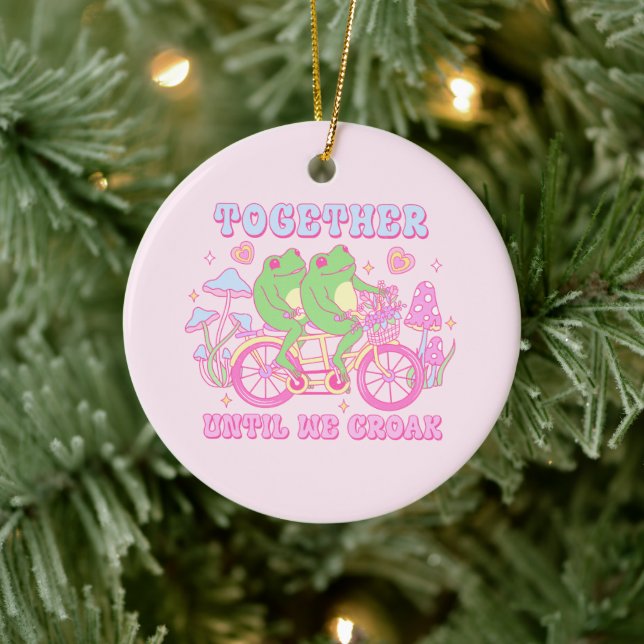 Cute Couple Frog - Together Until We Croak Ceramic Tree Decoration (Tree)