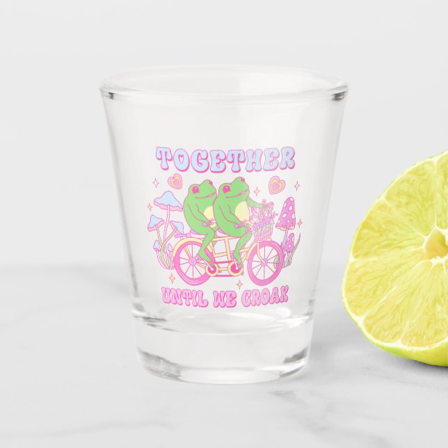 Cute Couple Frog - Together Until We Croak Shot Glass (Front)