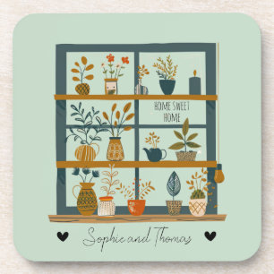 Cute Couple Home Sweet Home Plant Lover Custom Coaster