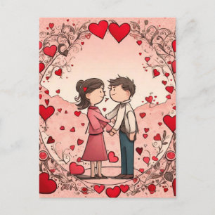 Cute couple in love  postcard