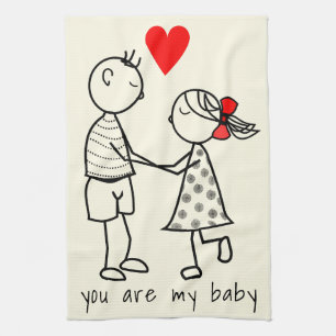 Cute Couple Kitchen Towel - Custom Text