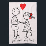 Cute Couple Kitchen Towel - Custom Text<br><div class="desc">Cute Couple Kitchen Towels with Text - You Are My Love - MIGNED Painting Design - Customizable - or Add Your Text / Name</div>