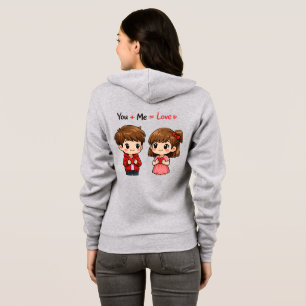 Cute Couple Love Hoodie – You + Me = Love Romantic