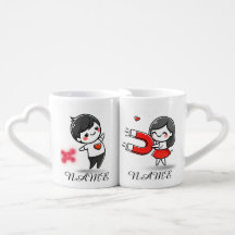 CUTE COUPLE MATCHING MUG ROMANTIC LOVE MAGNET 