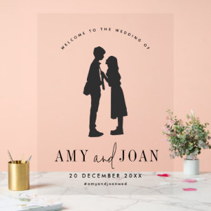 Cute Couple Minimal Wedding Welcome Acrylic Sign