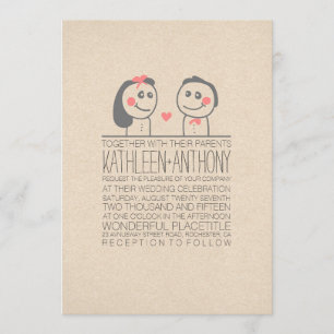 Cute couple modern wedding invitation