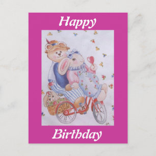 CUTE COUPLE OF STUFFED RABBITS POSTCARD