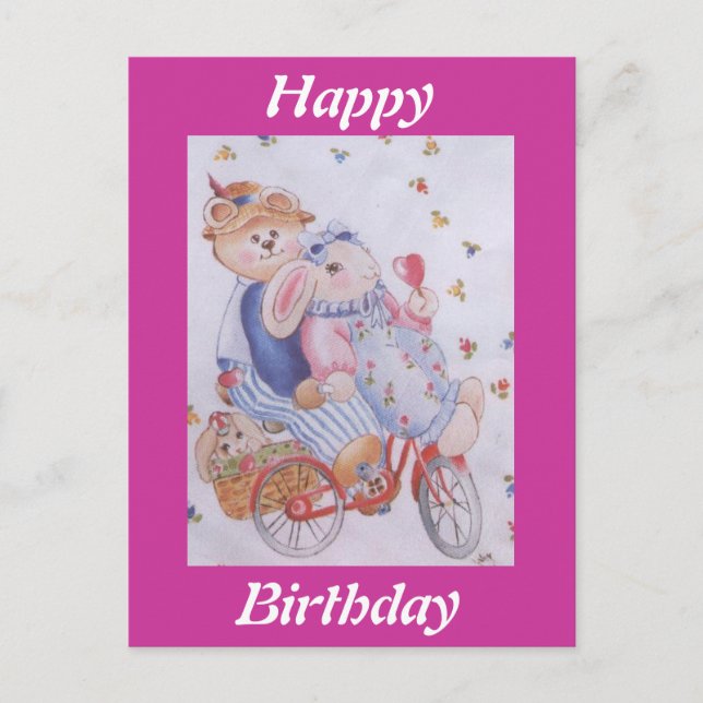 CUTE COUPLE OF STUFFED RABBITS POSTCARD (Front)