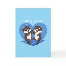 Cute Couple Otter Pun Folded Greeting Card