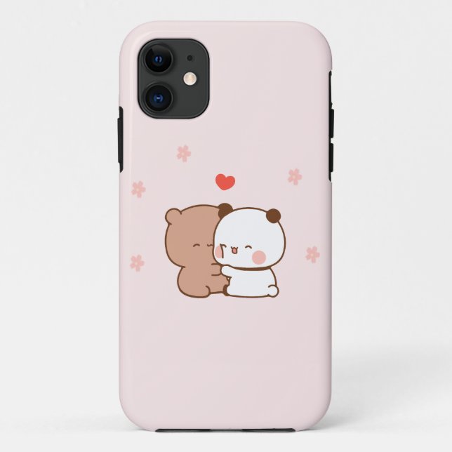 Cute couple Panda Bear love, Pink  Case-Mate iPhone Case (Back)