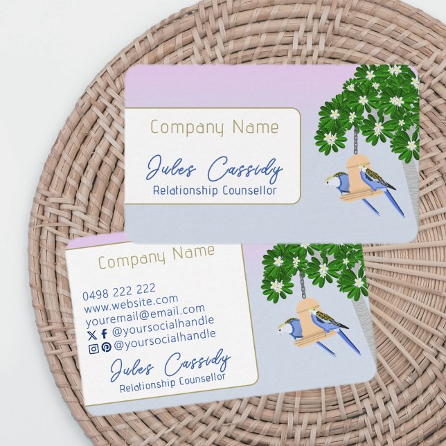 Cute Couple Playful Parrots Banner Counselor Business Card (Creator Uploaded)