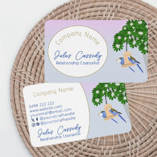 Cute Couple Playful Parrots Circle Counsellor  Business Card