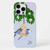 Cute Couple Playful Parrots Rosellas Monogram