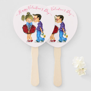 Cute Couple Romantic Valentine's Day Hand Fans