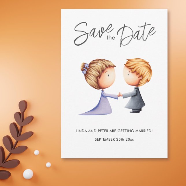 Cute Couple Romantic Wedding Save The Date (Cute Couple Romantic Wedding Save The Date Illustrated Card)