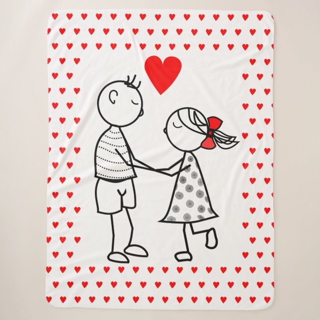 Cute Couple Sherpa Blanket (Front)