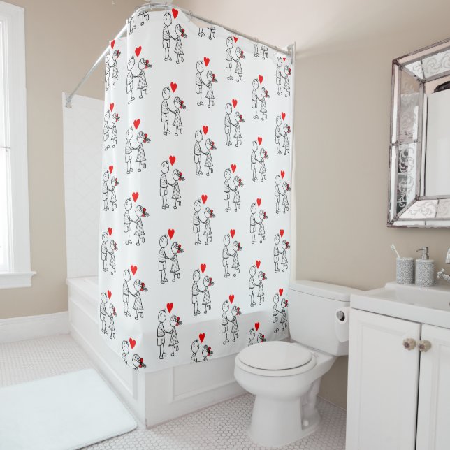 Cute Couple Shower Curtain (In Situ)