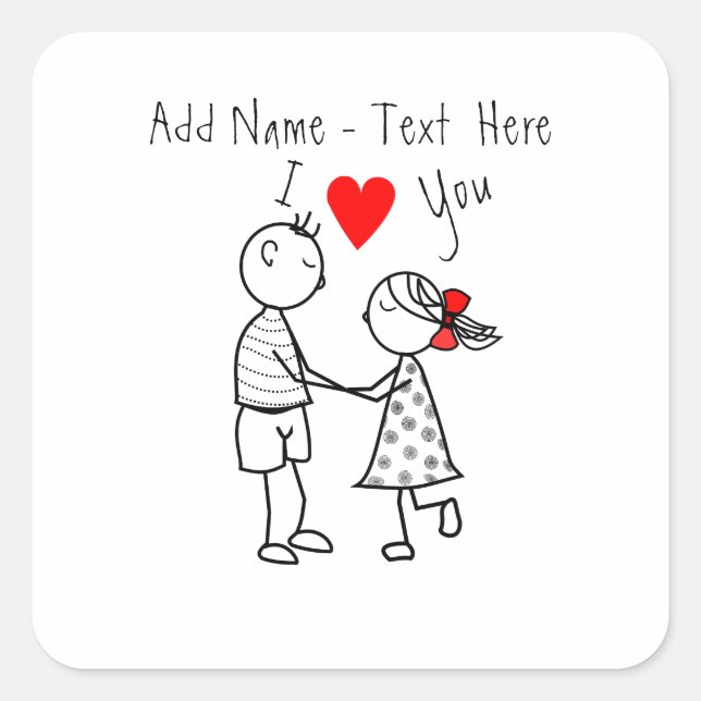 Cute Couple Sticker Gift Custom Text Your Name (Front)