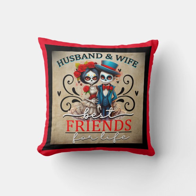 Cute Couple Sugar Skull  Cushion (Front)
