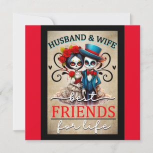 Cute Couple Sugar Skull  Holiday Card