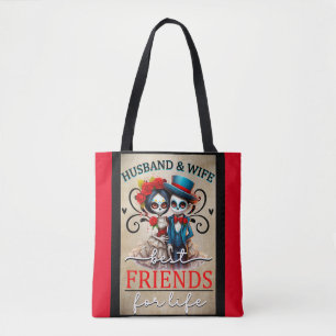 Cute Couple Sugar Skull Tote Bag