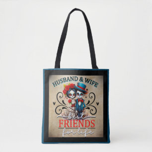 Cute Couple Sugar Skull  Tote Bag