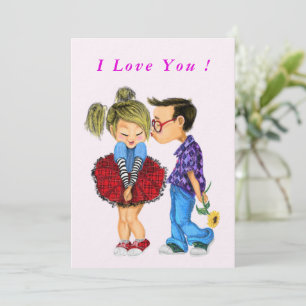 Cute Couple Valentine's Day Card Text - I Love You
