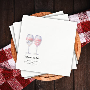 Cute Couple Wedding Wine Glass White Minimalist Napkin
