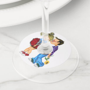 Cute Couple Wine Glass Tag - Customisable