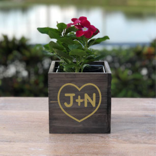 Cute Couple's Initials Wooden Window Planter Box 