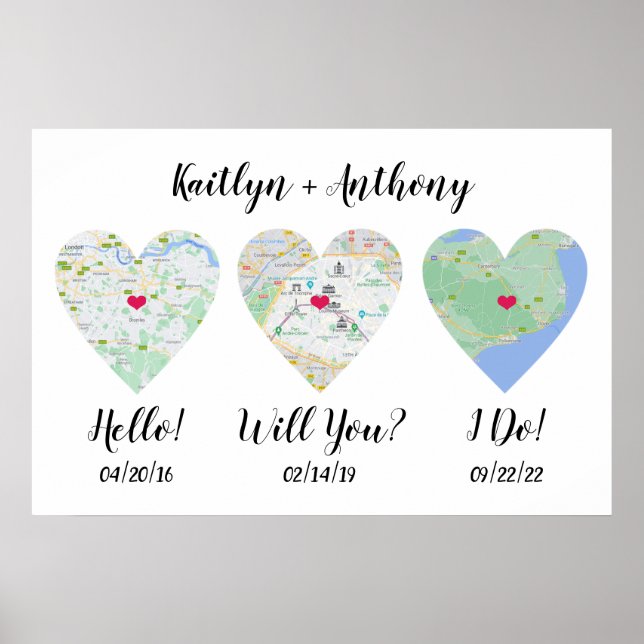 Cute Couple's Special Dates Wedding Poster (Front)