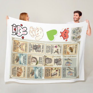 Cute & Courageous Animal Quote for kids Fleece Blanket