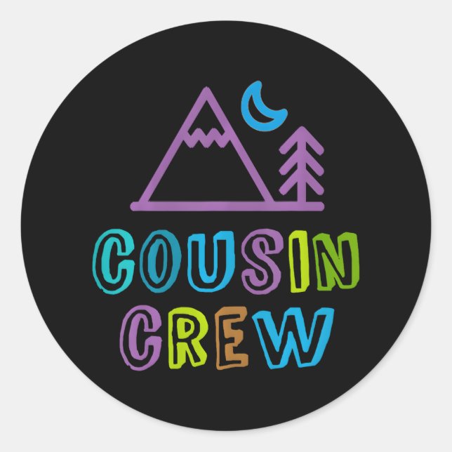 Cute COUSIN CREW Grandma Grandpa Sleepaway Camp Classic Round Sticker (Front)
