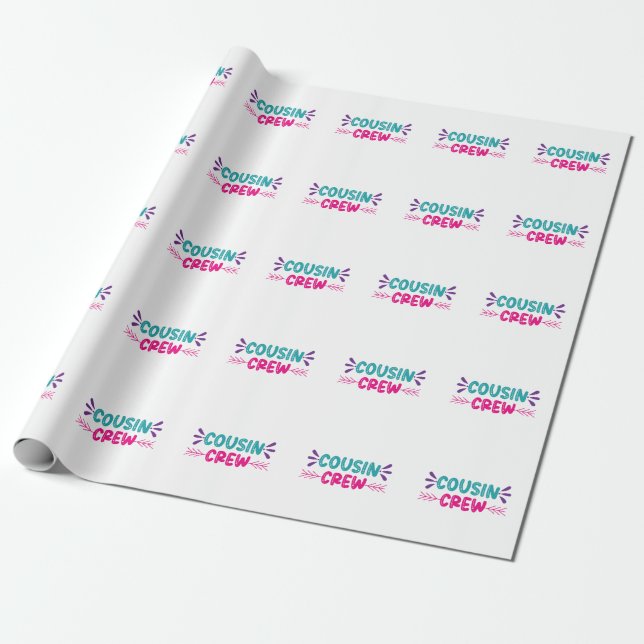 Cute Cousin Crew Wrapping Paper (Unrolled)