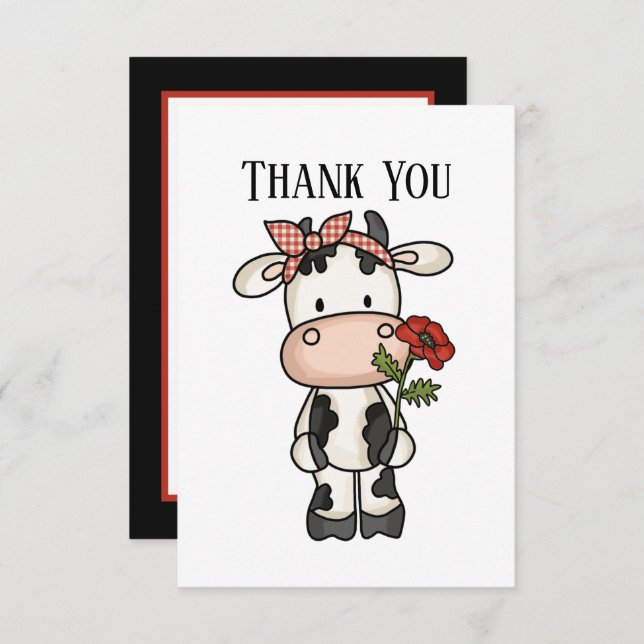 Cute cow add message  thank you card (Front/Back)