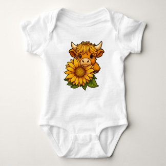 Cute Cow and Sunflower Baby Bodysuit