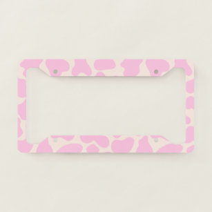 Cute Cow Animal Print Pattern Aesthetic Pink Licence Plate Frame