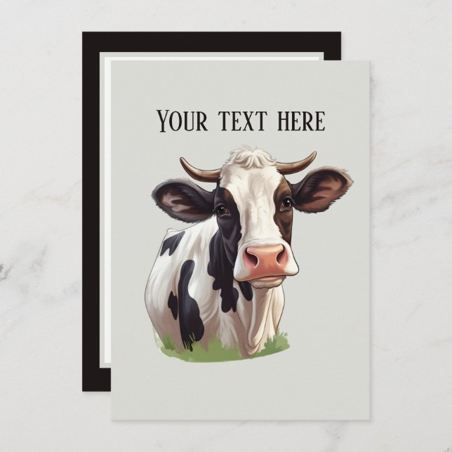 Cute cow any purpose add message  card (Front/Back)