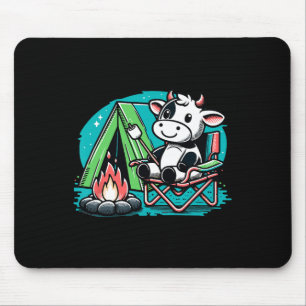 Cute Cow At The Campfire Funny S'more Camping Mouse Pad
