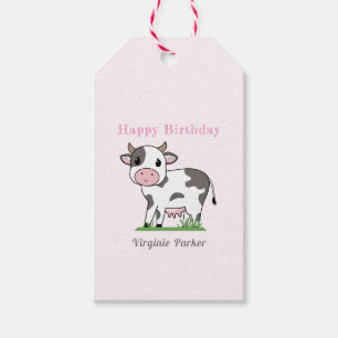 Cute Cow Birthday Gift Tag