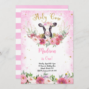 Cute Cow Birthday Invitation